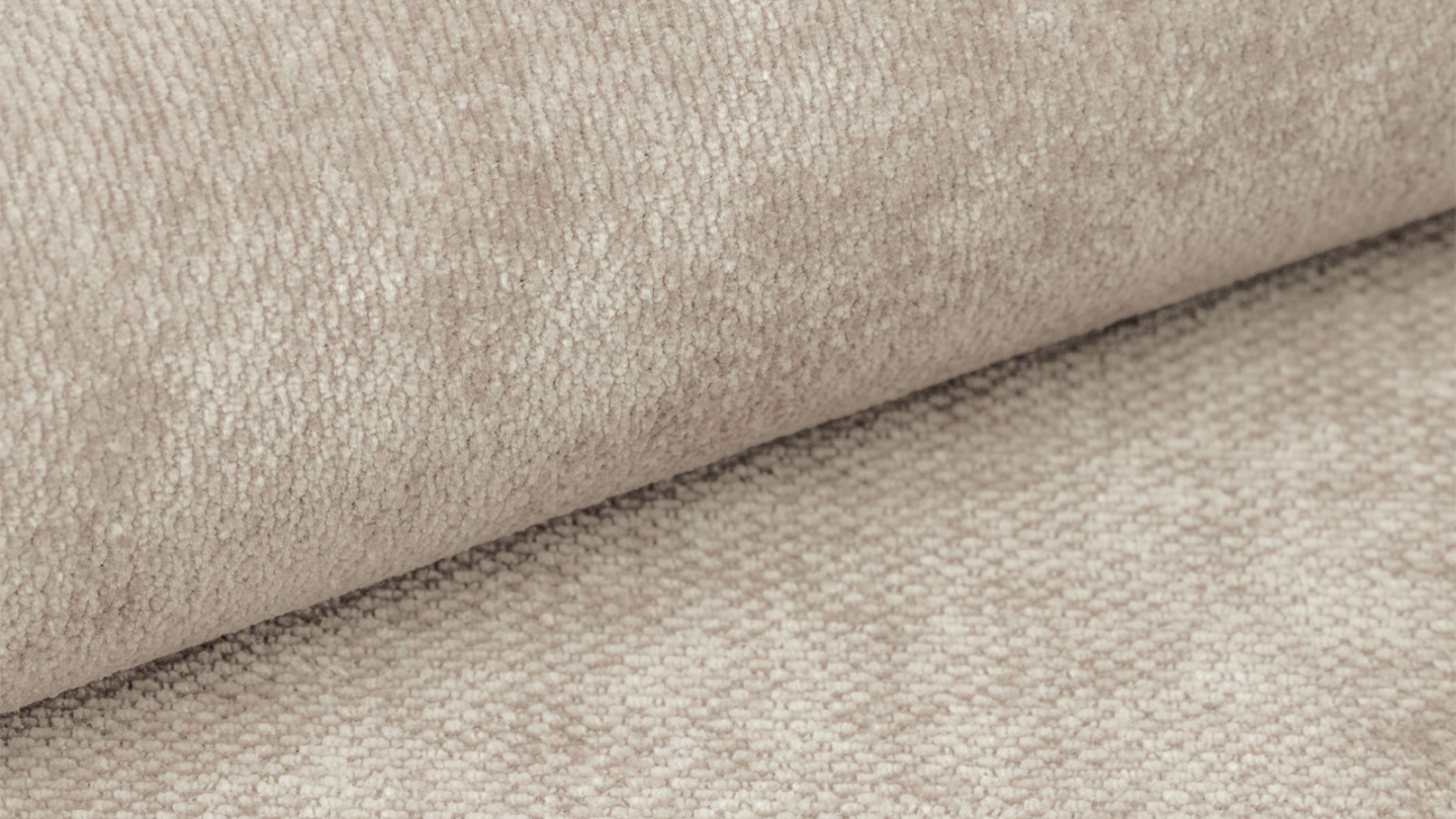 Canapé d'angle à gauche convertible 5 places en tissu chenille beige - Robin