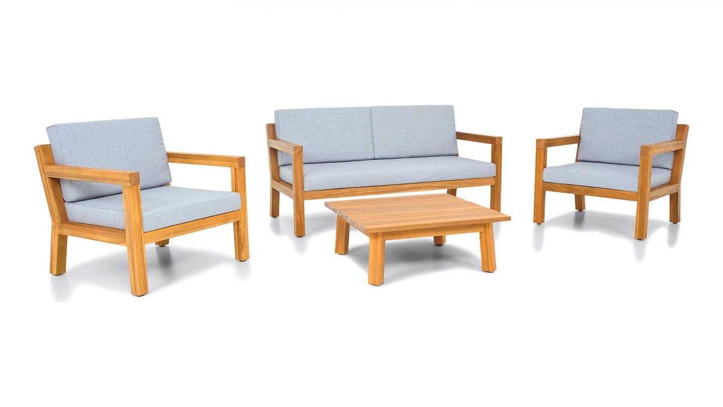 Ensemble de 4 meubles de patio en osier Outsunny, ensemble de détente