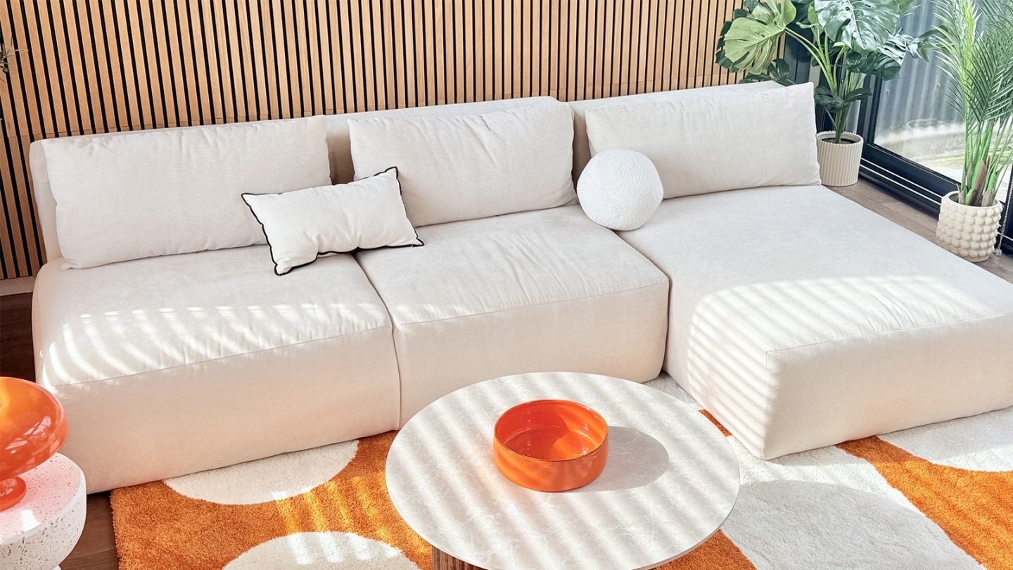 Canapé Modulaire 2-en-1 Avec Rangement – Convertible En Lit – Cadre Métal Robuste – Accoudoir Tablette – Design Chenille