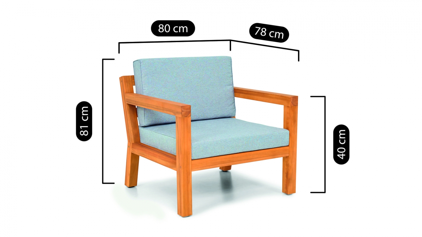 Salon de jardin 4 places en bois FSC - 4 fauteuils et table basse - Palau