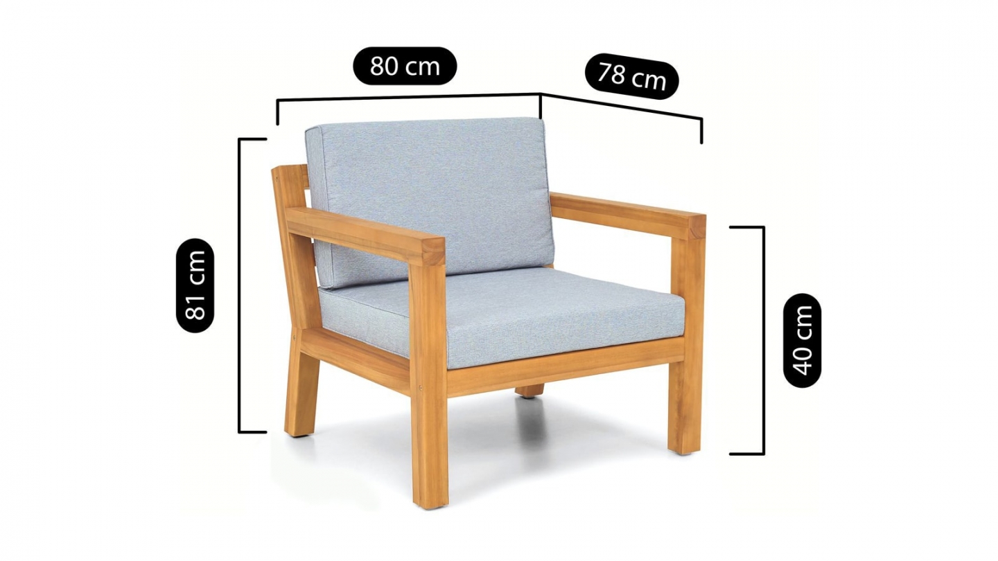 Salon de jardin 2 places en bois FSC - 2 fauteuils et table basse - Palau