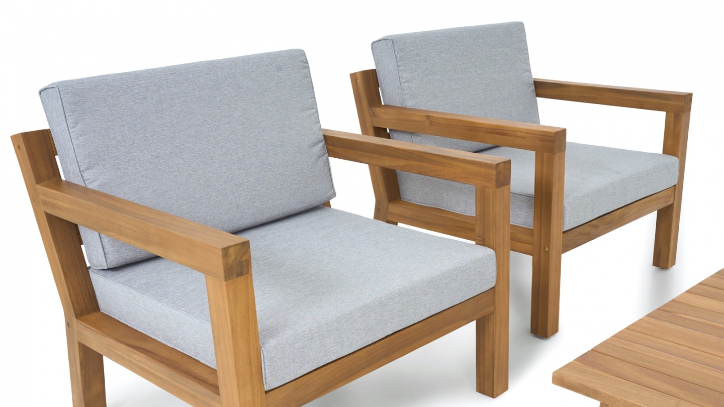 Salon de jardin 2 places en bois FSC - 2 fauteuils et table basse - Palau