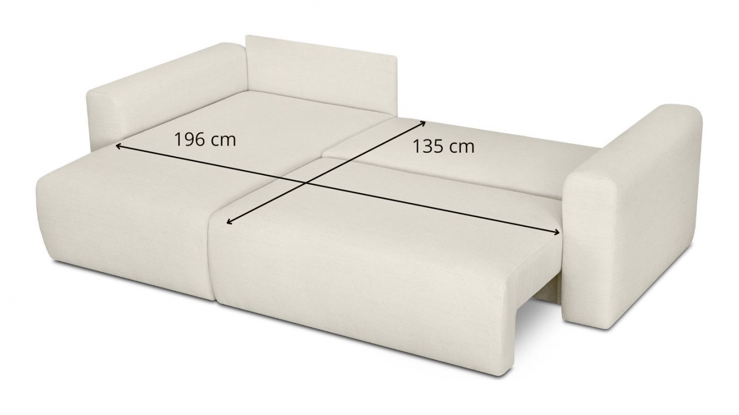 Canapé d'angle réversible convertible 4 places avec coffre de rangement en tissu écru - Davis