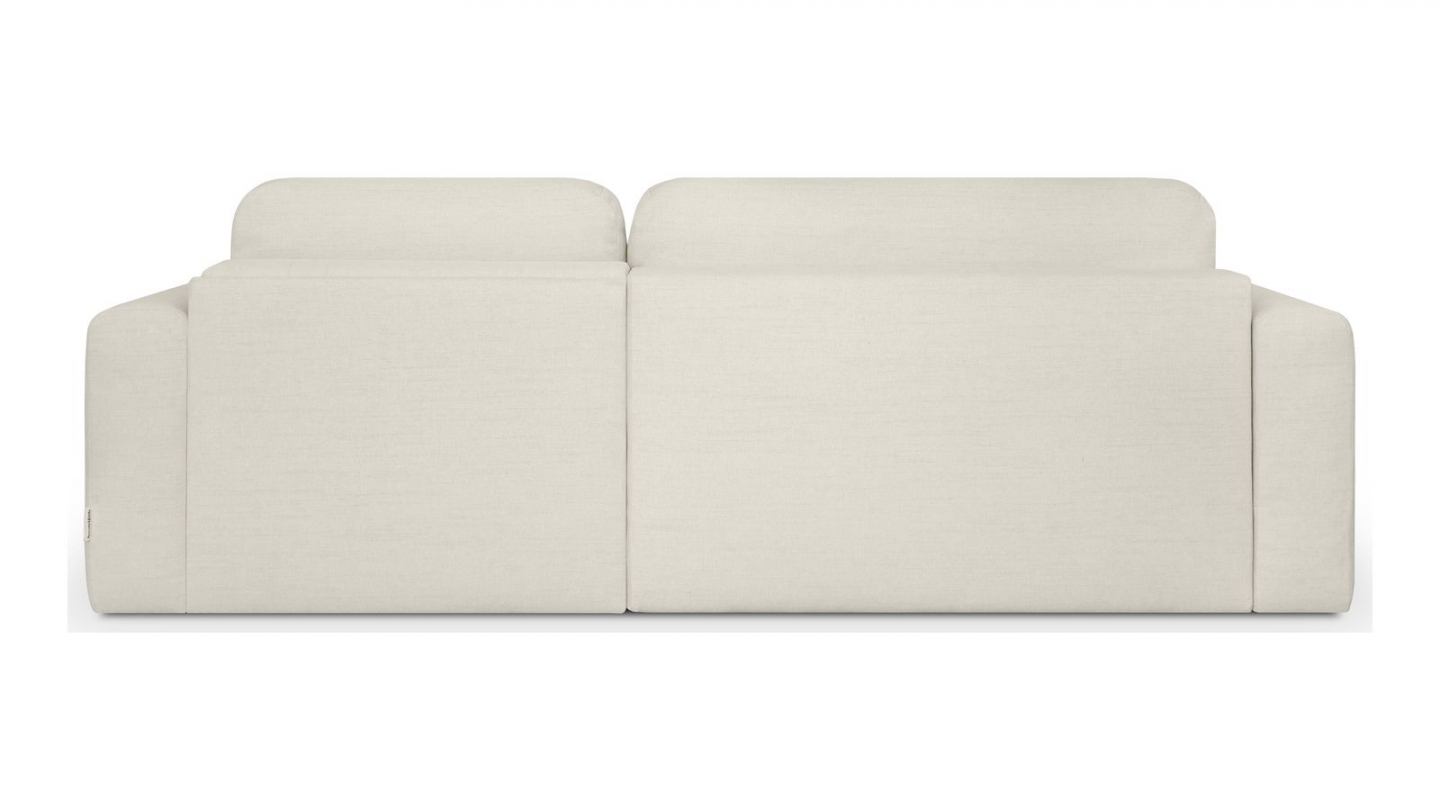 Canapé d'angle réversible convertible 4 places avec coffre de rangement en tissu écru - Davis