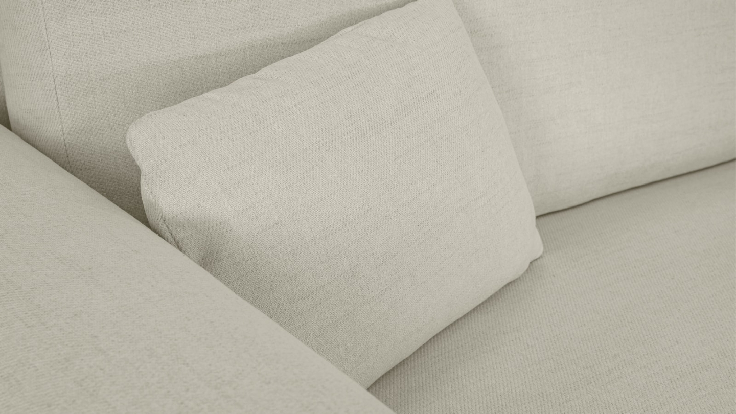 Canapé d'angle réversible convertible 4 places avec coffre de rangement en tissu écru - Davis