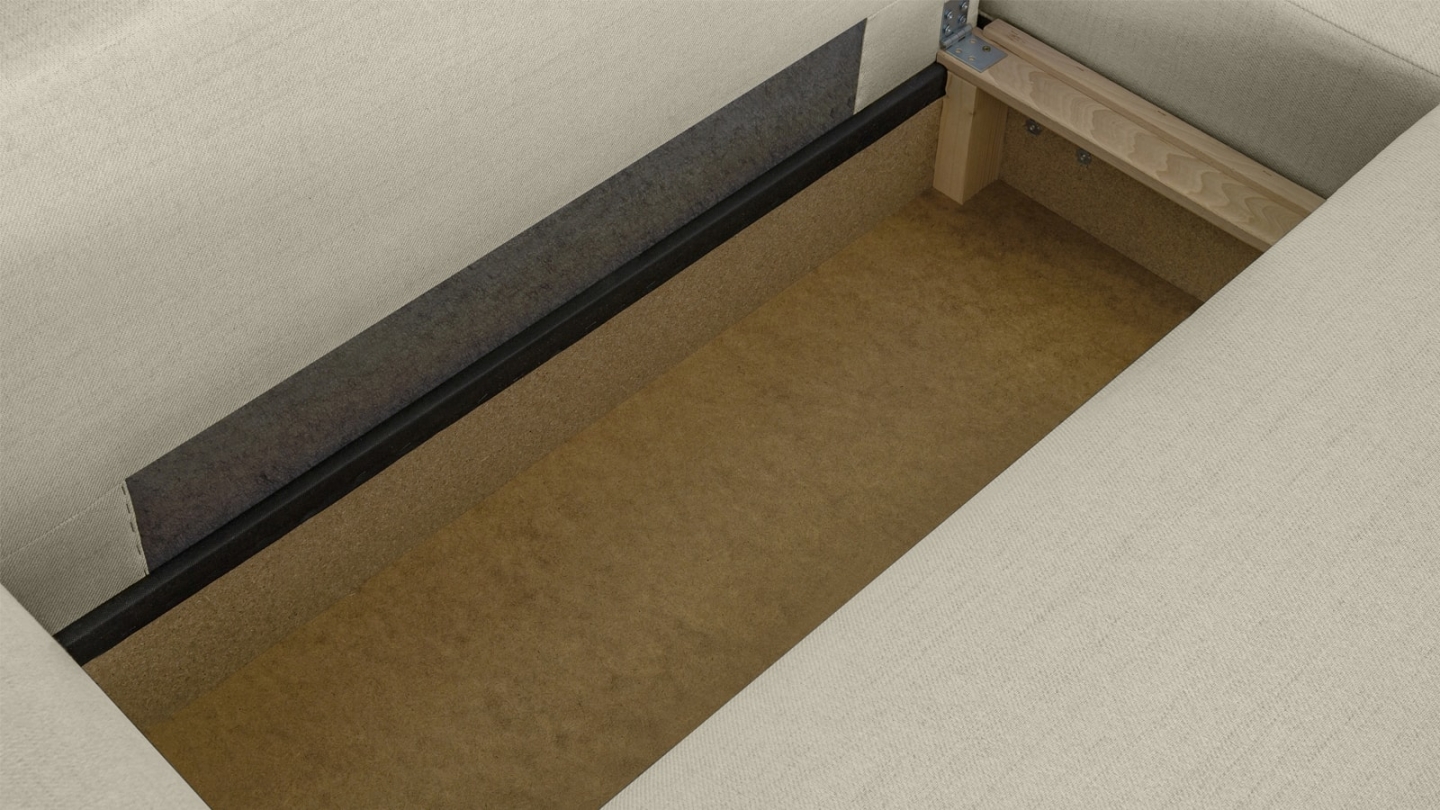 Canapé d'angle réversible convertible 4 places avec coffre de rangement en tissu écru - Davis