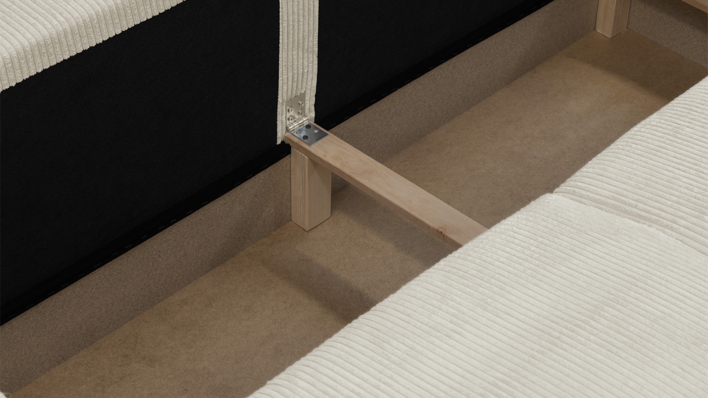 Canapé convertible 3 places en velours côtelé beige avec coffre de rangement - Robin