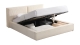 Lit coffre adulte 140x190 cm avec sommier et tête de lit matelassée en velours côtelé beige - Arno