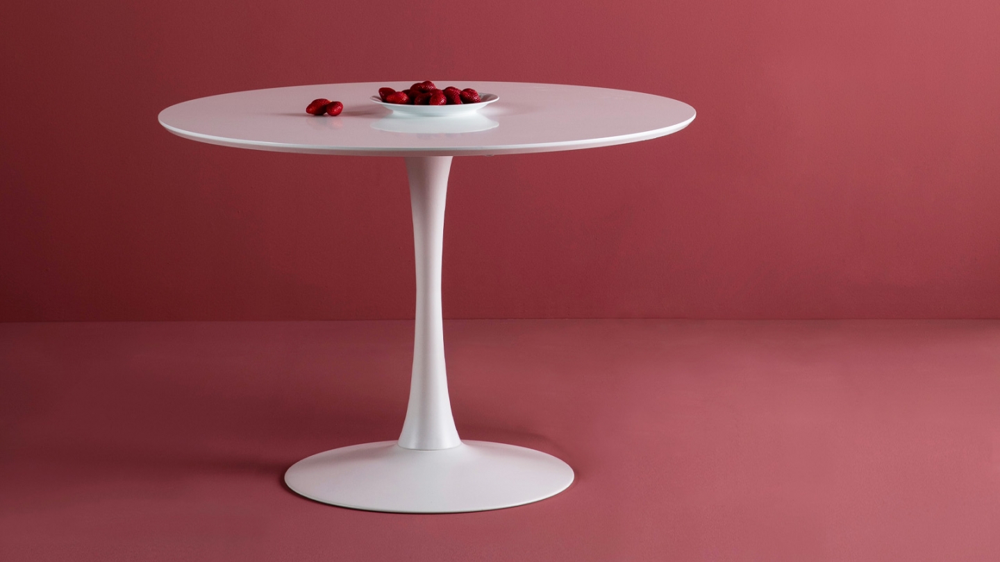 Table à manger ronde blanche Ø 110 cm - Lilo