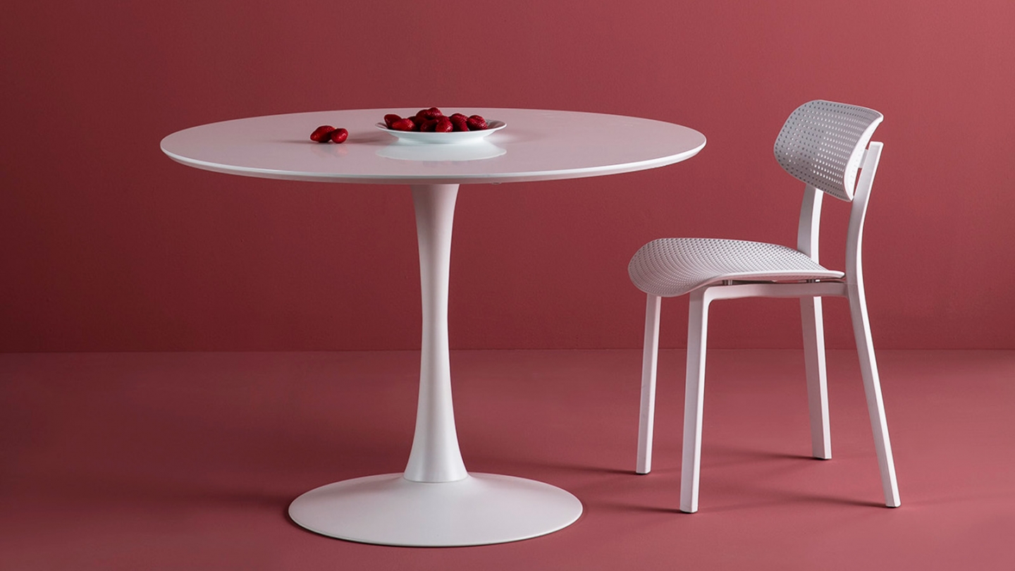 Table à manger ronde blanche Ø 110 cm - Lilo