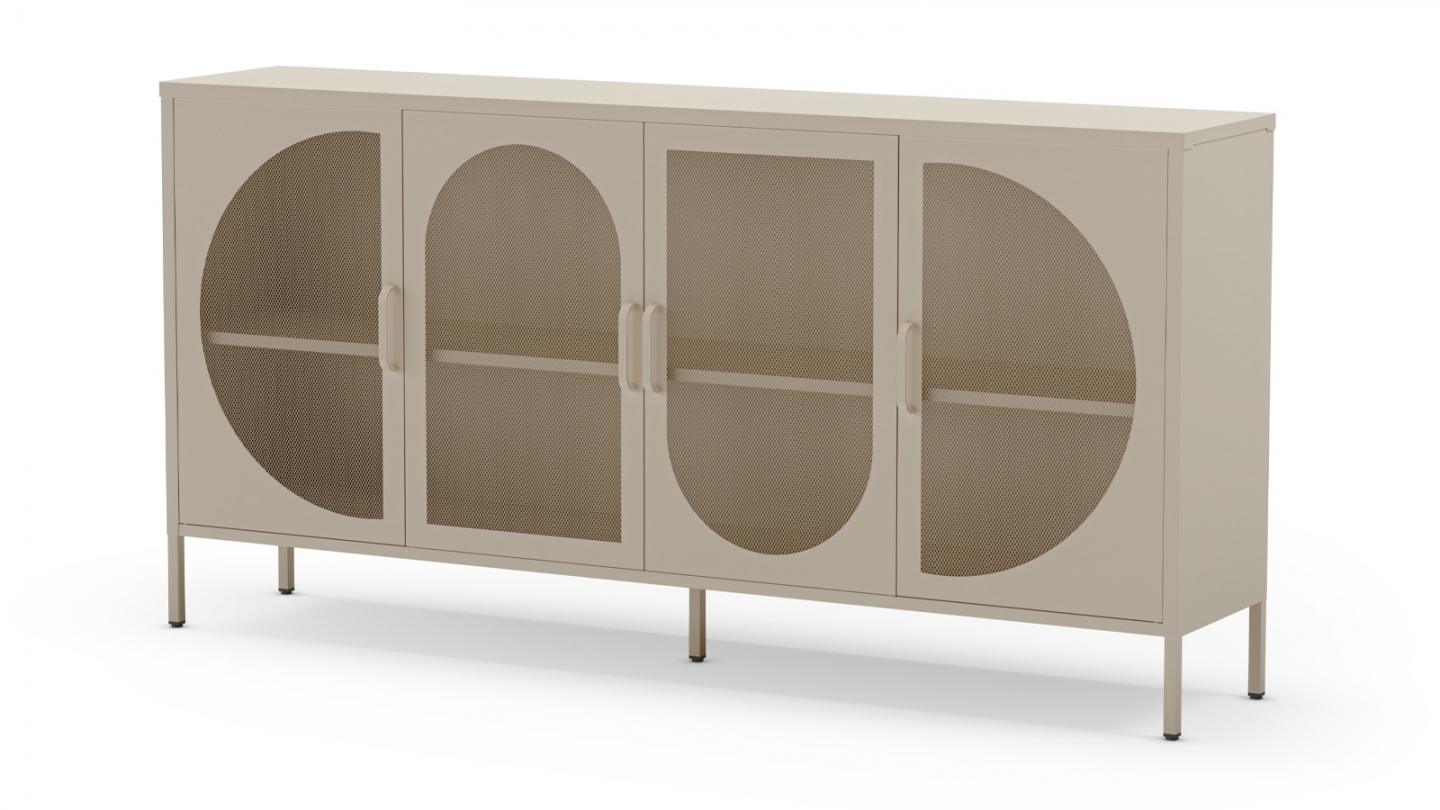 Buffet 4 portes en métal beige 160 cm - Inoa