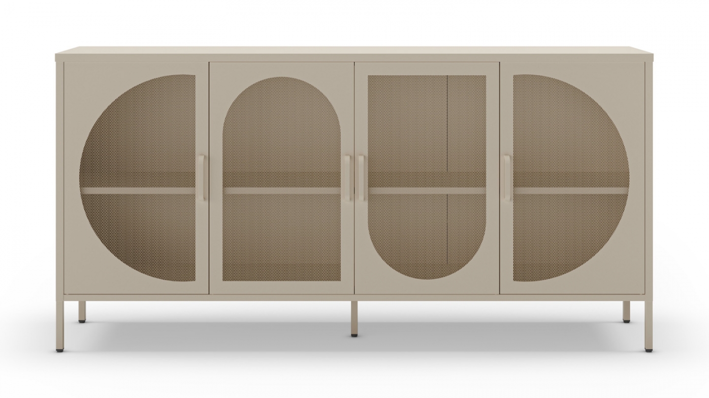 Buffet 4 portes en métal beige 160 cm - Inoa