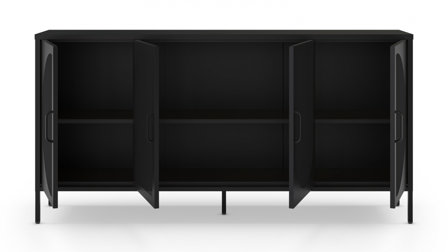 Buffet 4 portes en métal noir 160 cm - Inoa