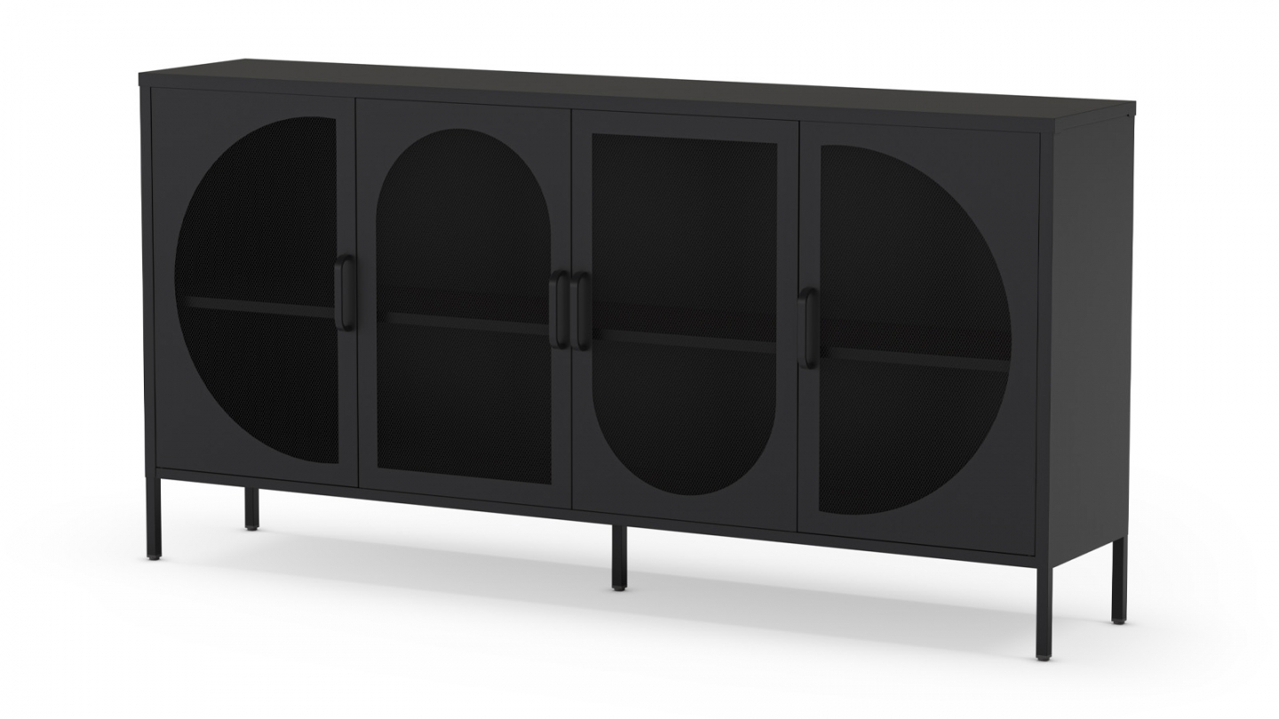 Buffet 4 portes en métal noir 160 cm - Inoa