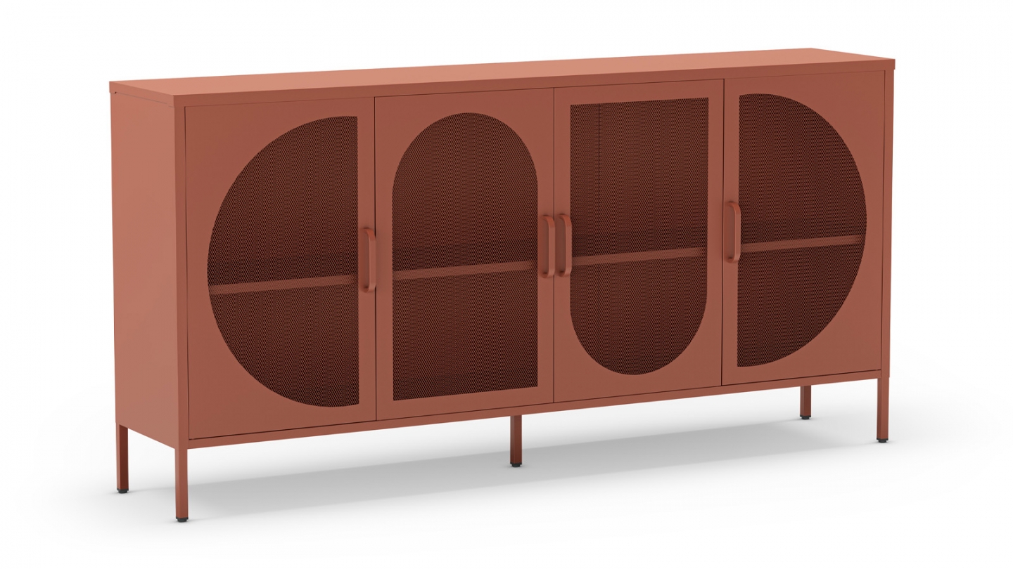 Buffet 4 portes en métal terracotta 160 cm - Inoa