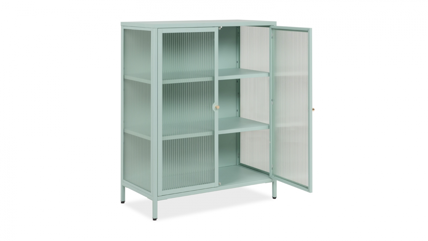 Buffet haut 2 portes vitrées vert menthe - Mick