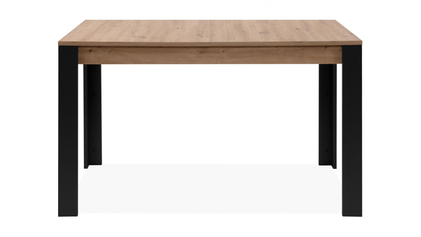 Table à manger extensible noir et effet chêne 4 à 6 personnes 100/150 cm - Ted Table à manger extensible noir et effet chêne 4 à 6 personnes 100/150 cm - Ted