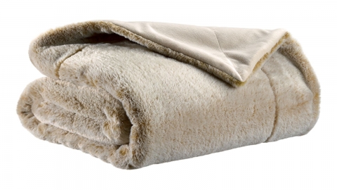 Plaid effet fourrure jaune mirabelle 130 x 160 cm - Kinta