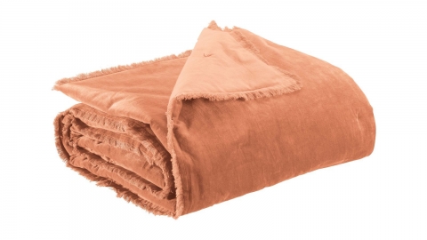 Plaid en velours rose dragée 135 x 200 cm - Fara