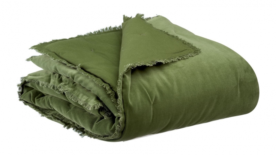 Plaid en velours vert eucalyptus 135 x 200 cm - Fara