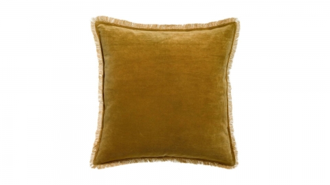 Coussin à frange en velours bronze 45 x 45 cm - Fara