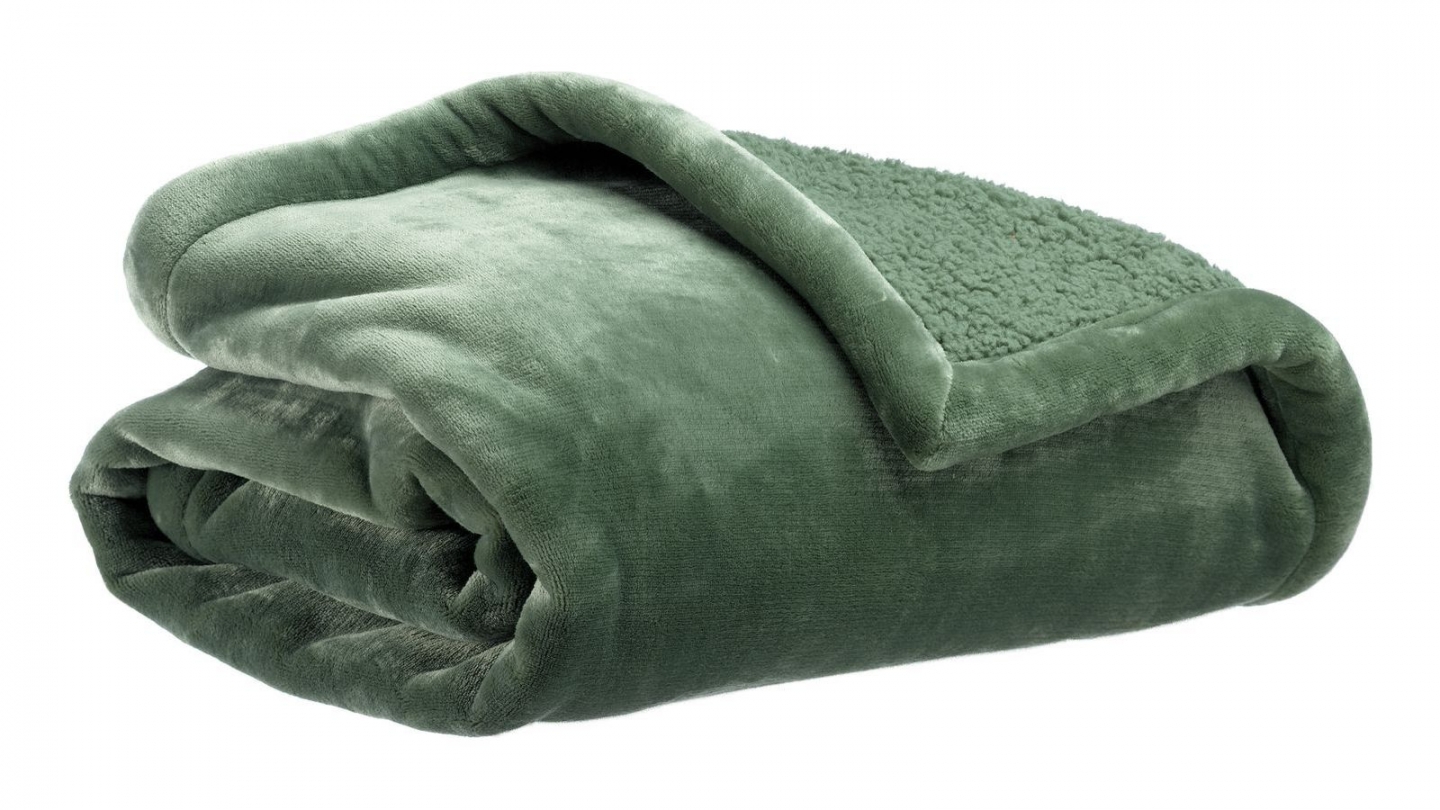 Maxi plaid doux vert amande 180 x 220 cm - Michka