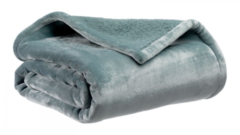 Maxi plaid doux bleu alizée 180 x 220 cm - Michka