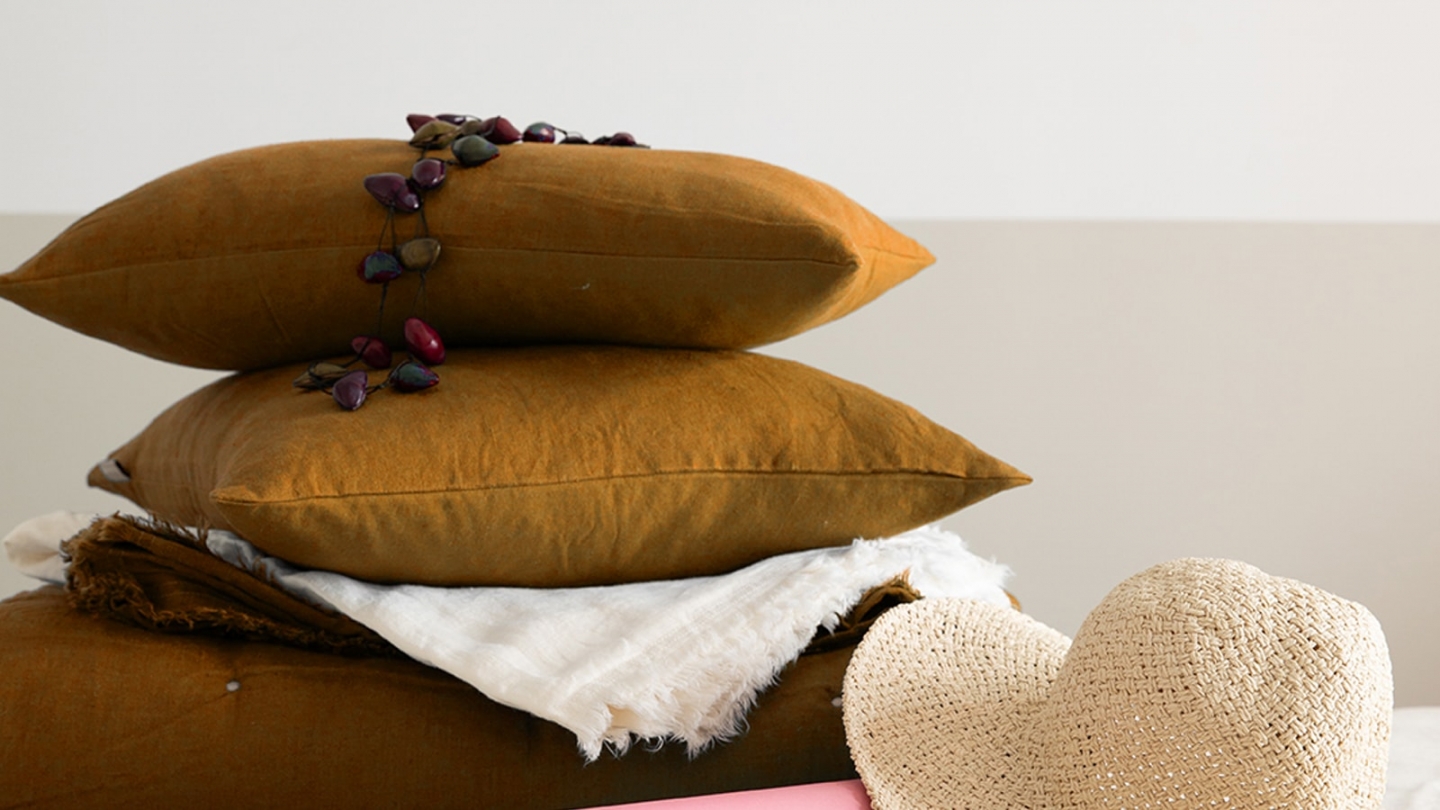 Coussin lin et coton bronze 45 x 45 cm - Zeff