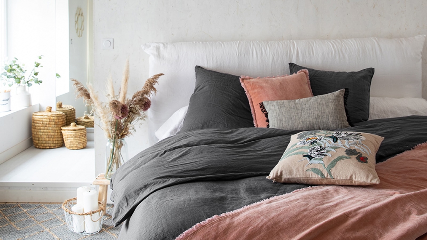Coussin lin et coton gris tonnerre 45 x 45 cm - Zeff