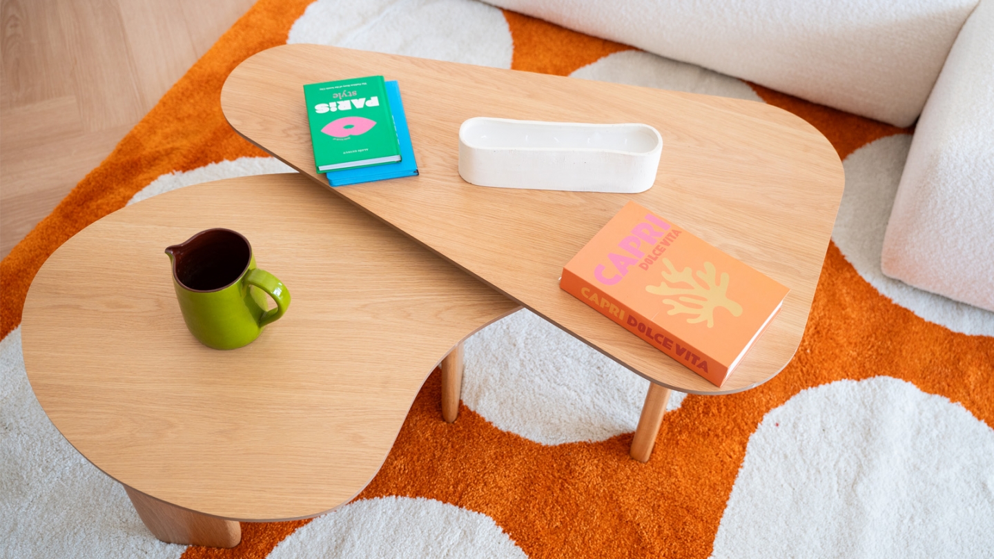 Table basse organique en bois placage chêne 100 cm - Galia