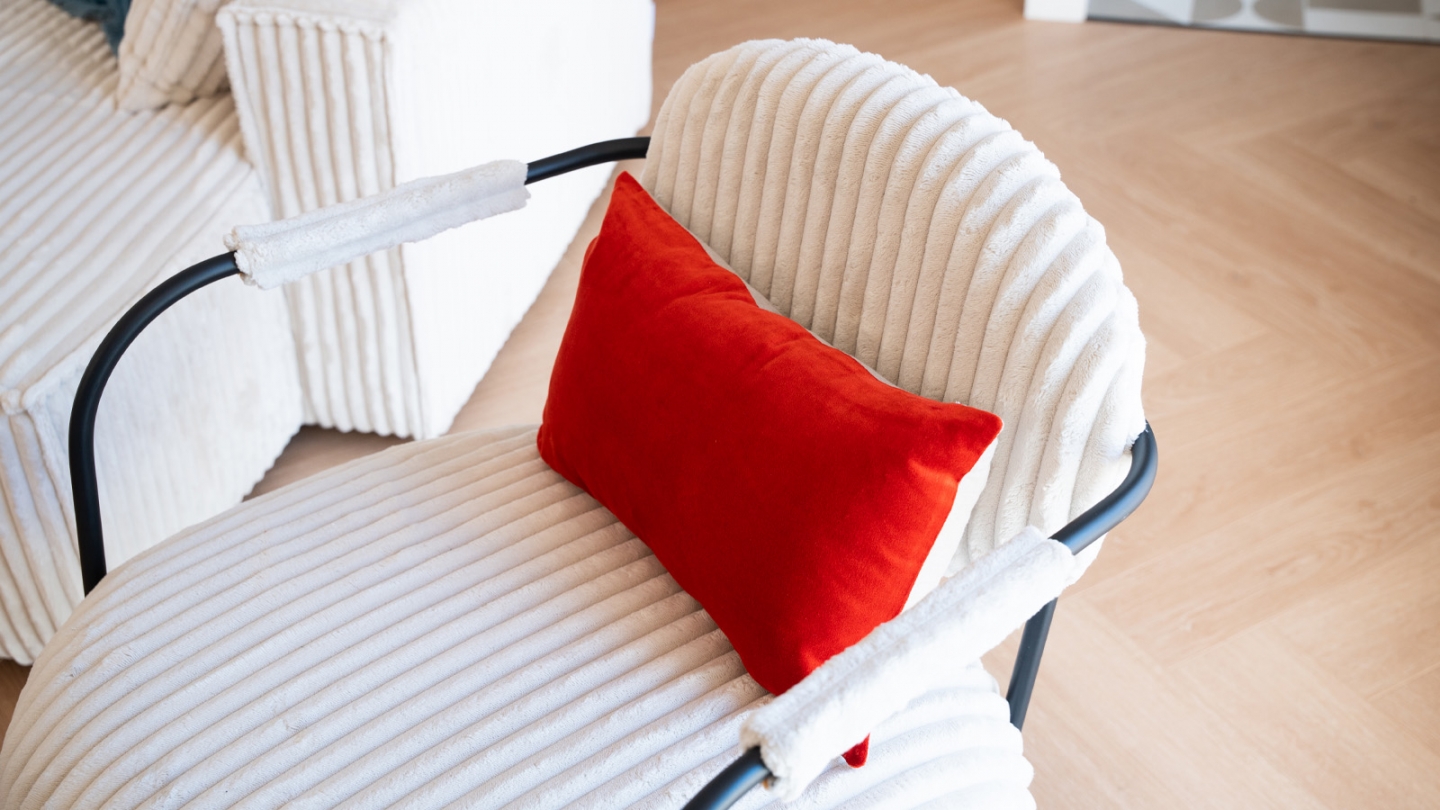 Fauteuil en velours côtelé beige - Léon