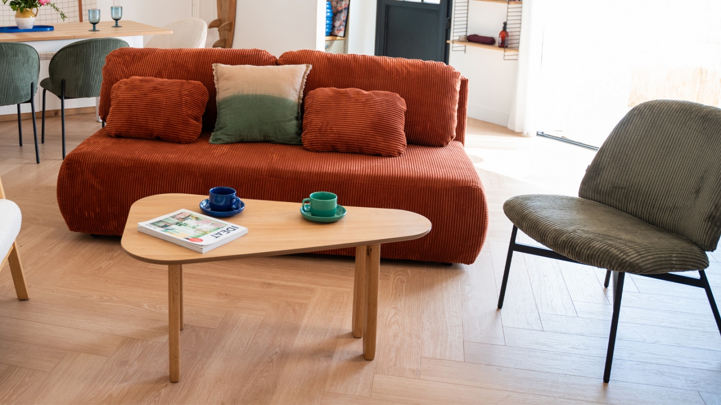 Fauteuil en velours côtelé vert kaki - Petra