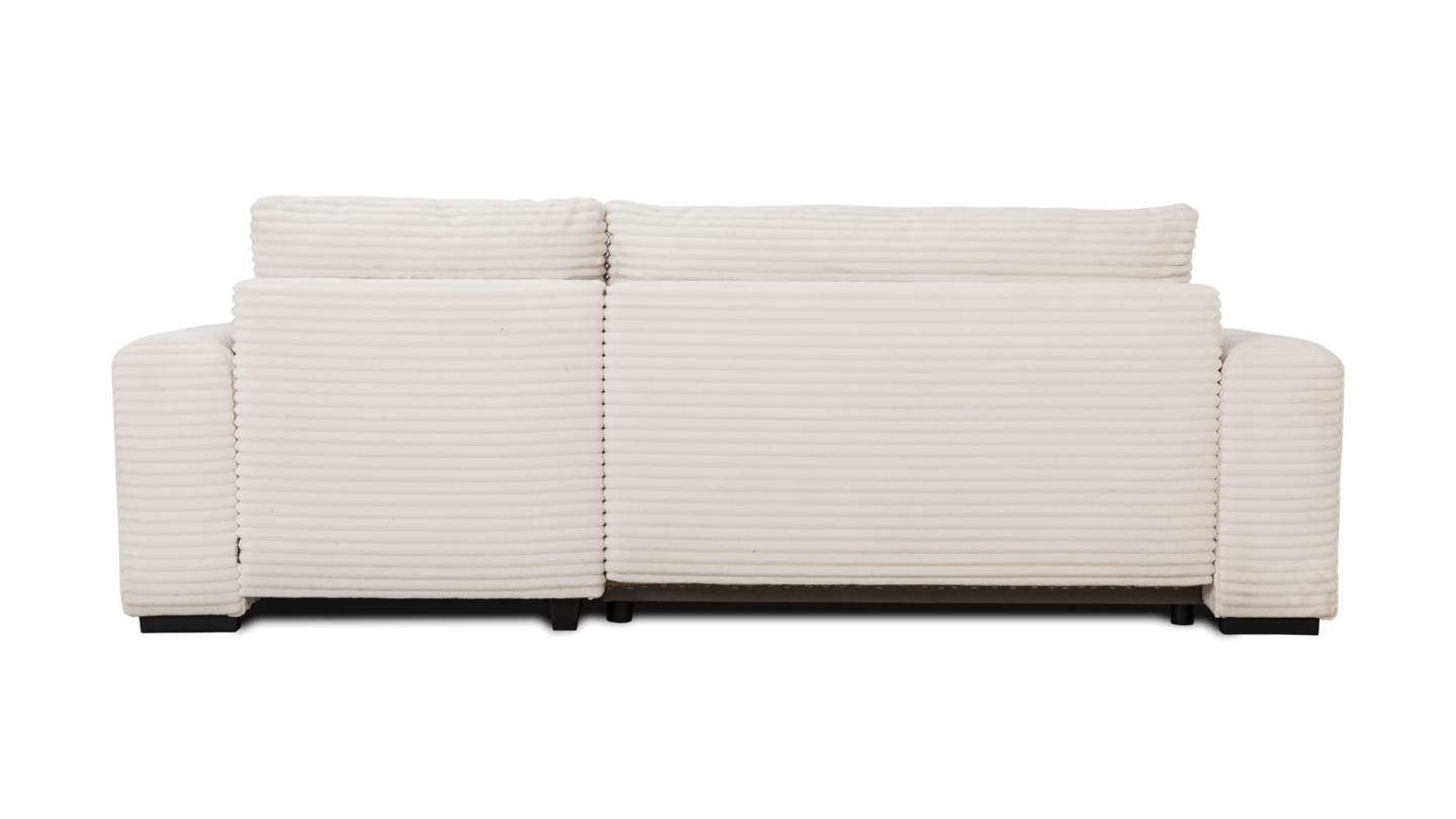 Canapé d'angle convertible réversible 3/4 places en velours gros côtelé beige - Farrow