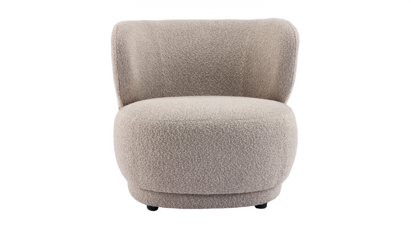Fauteuil en tissu bouclette taupe - Ester