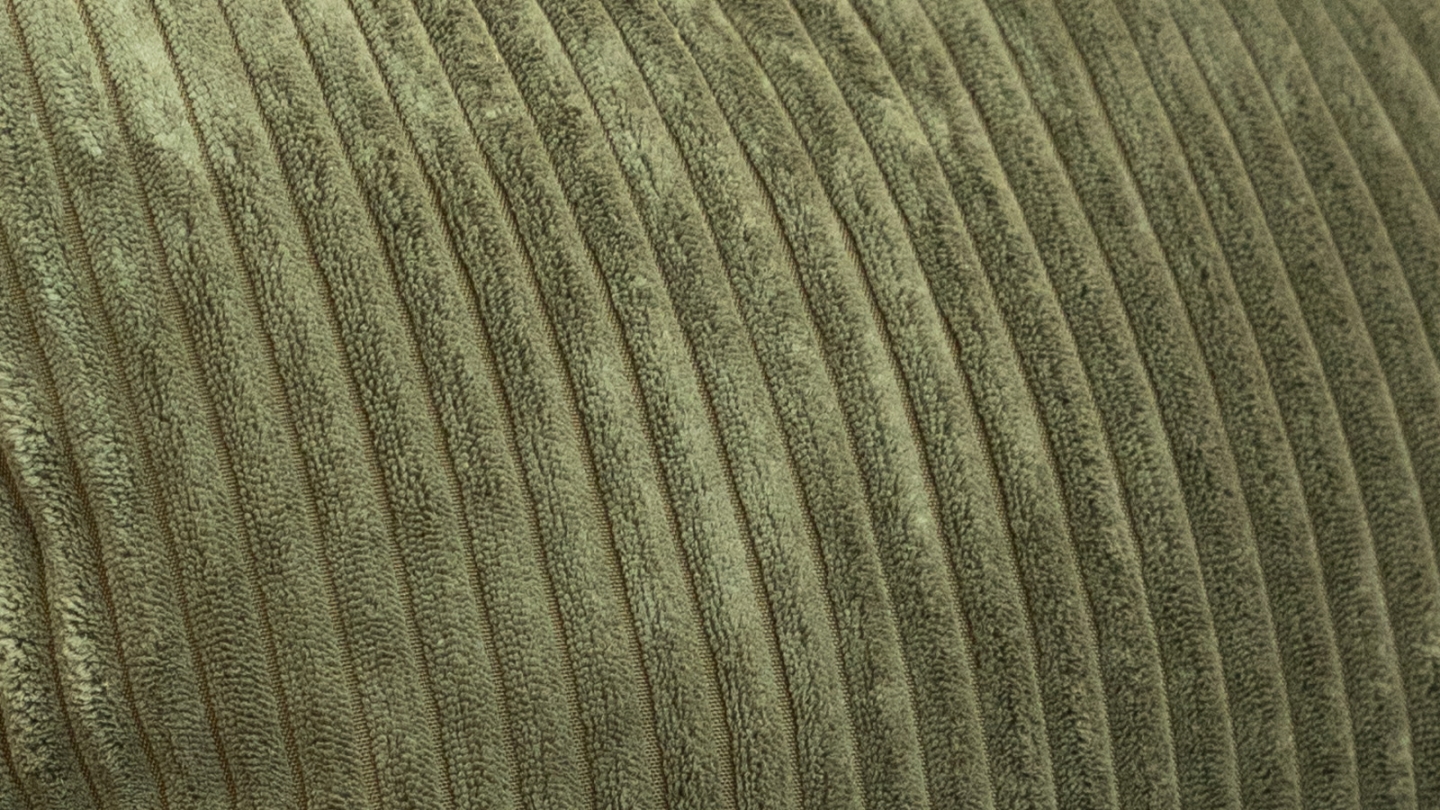 Pouf en velours côtelé vert kaki - Harper