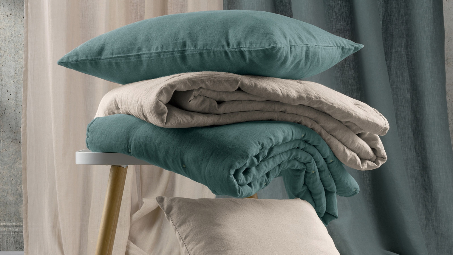 Coussin lin et coton bleu Prusse 30 x 50 cm - Zeff