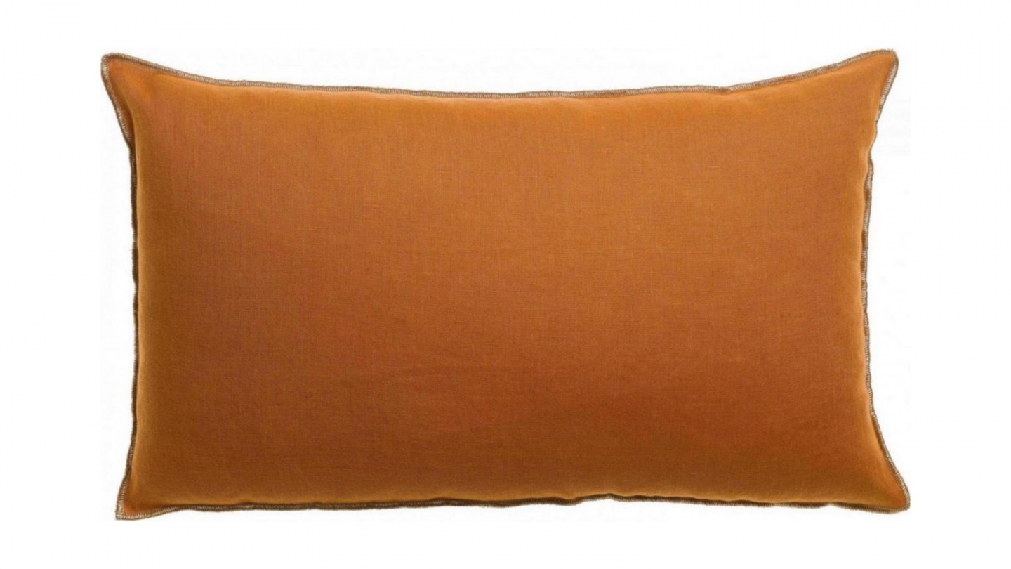 Coussin en lin orange cuivre 30 x 50 cm - Zeff Celeste