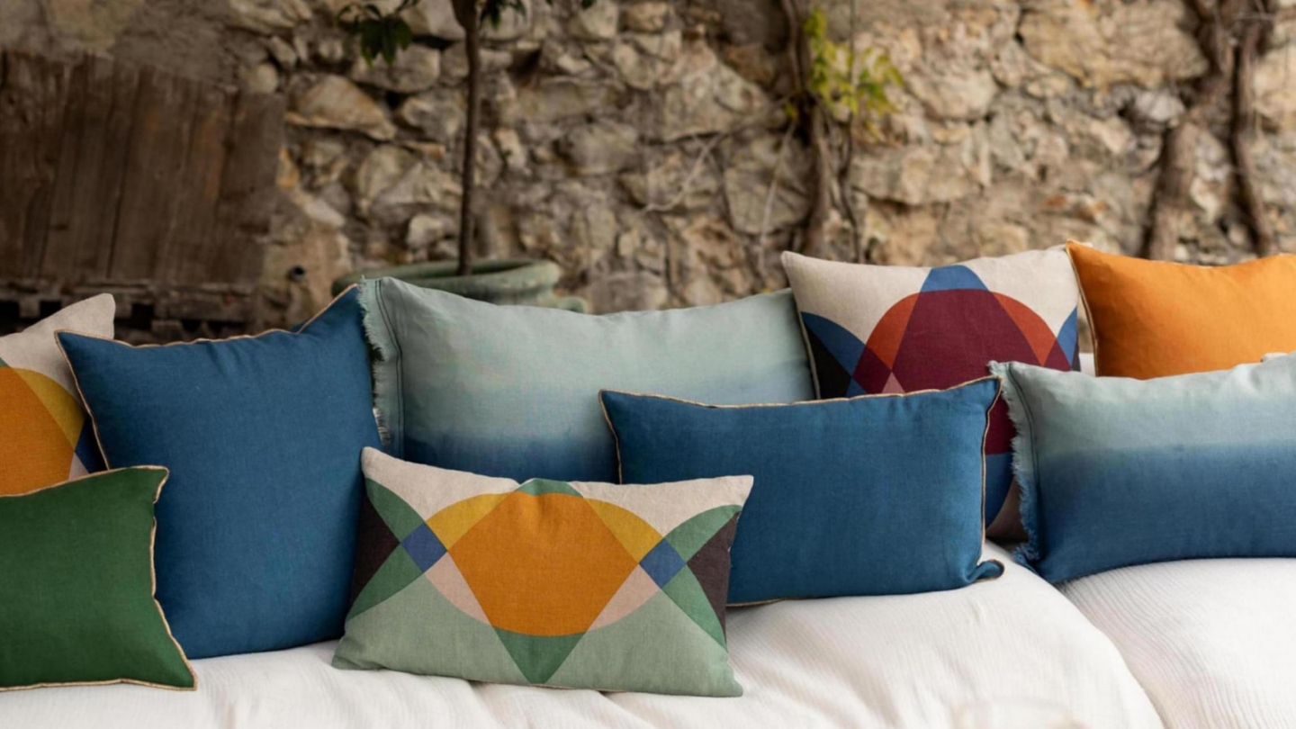 Coussin en lin bleu indigo 30 x 50 cm - Zeff Celeste