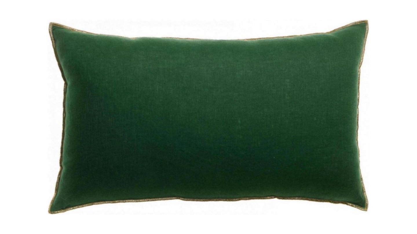 Coussin en lin vert épicia 30 x 50 cm - Zeff Celeste