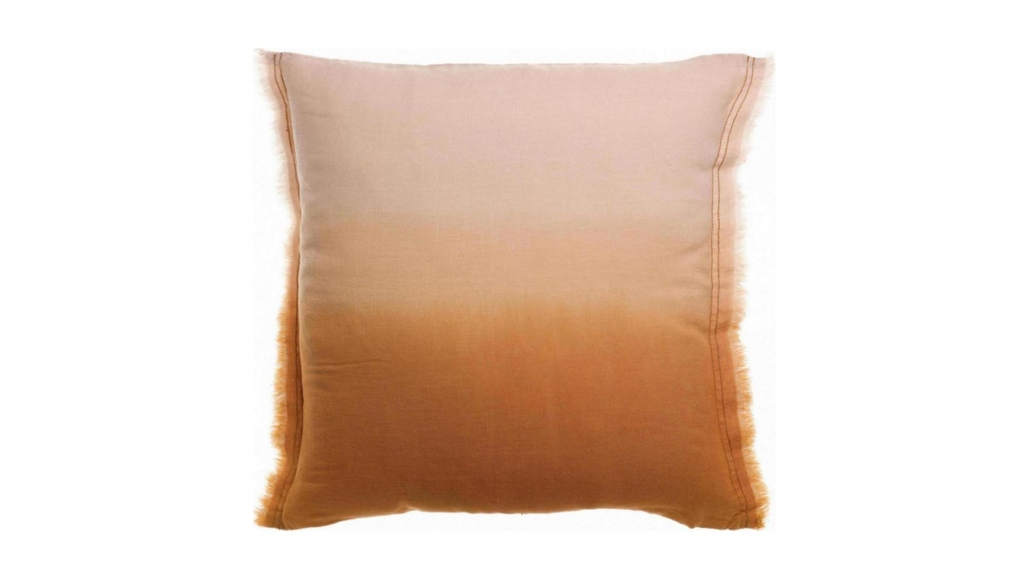 Coussin en lin effet dégradé cuivre orange 45 x 45 cm - Zeff Shade