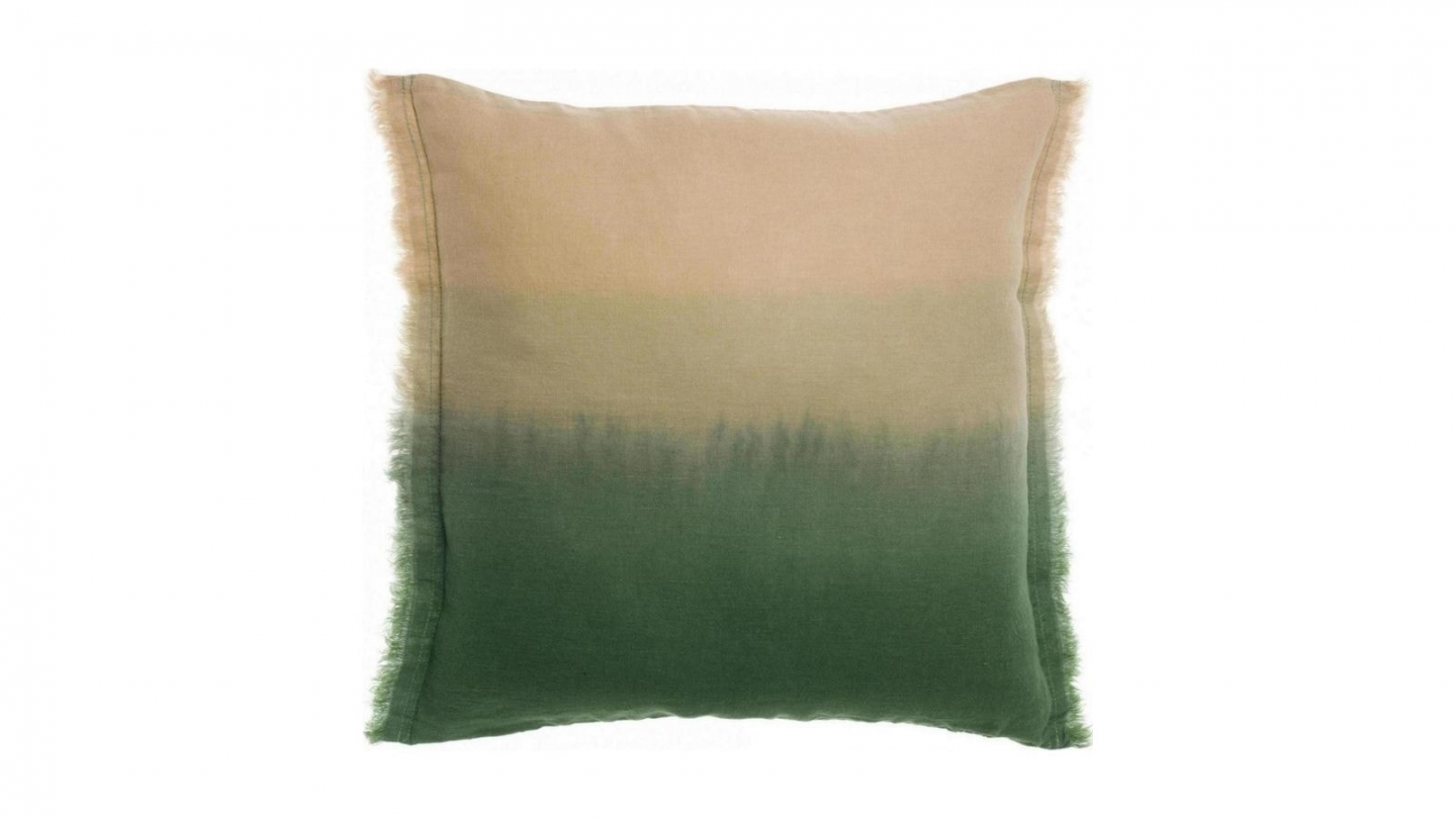 Coussin en lin effet dégradé vert épicéa 45 x 45 cm - Zeff Shade
