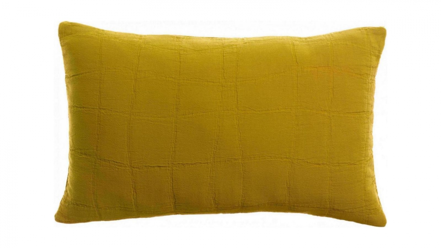 Coussin en coton jaune absinthe 30 x 50 cm - Titou