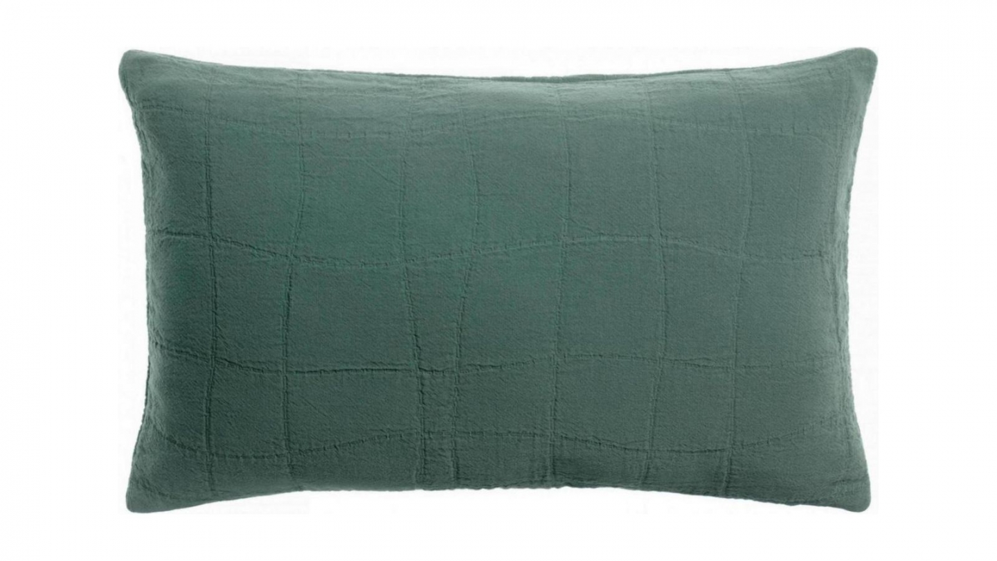 Coussin en coton vert de gris 30 x 50 cm - Titou