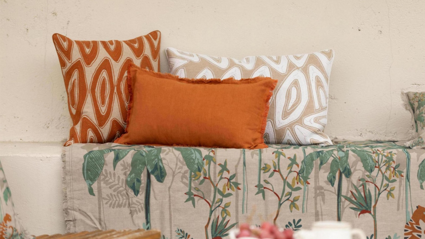 Coussin lin et coton cuivre orange 30 x 50 cm - Laly