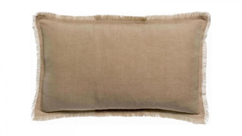 Coussin lin et coton beige galet 30 x 50 cm - Laly