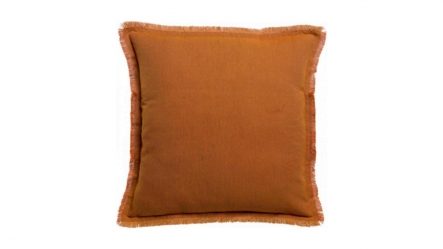 Coussin lin et coton cuivre orange 45 x 45 cm - Laly