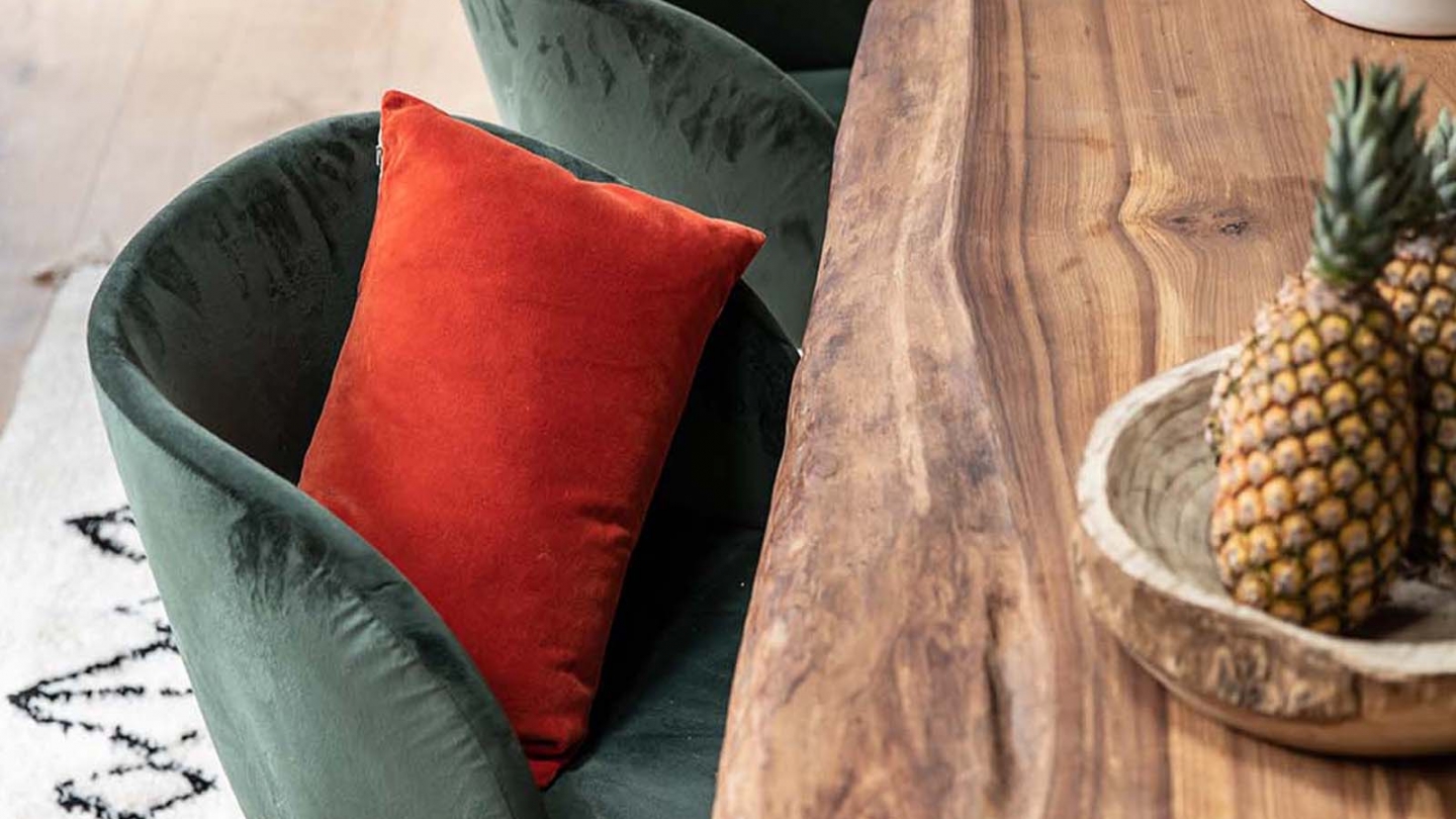 Coussin en velours orange marmelade 30 x 50 cm - Elise