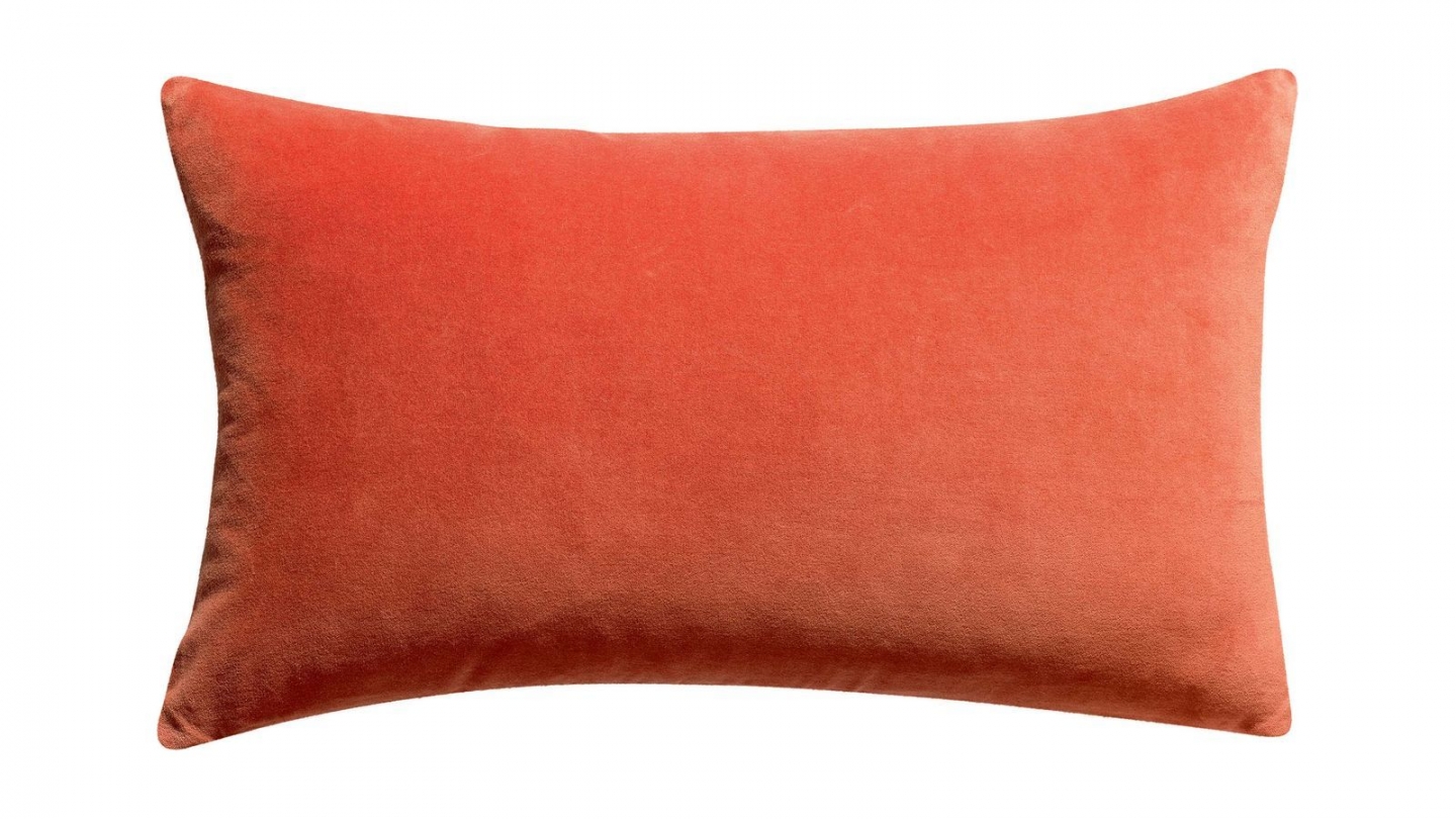 Coussin en velours orange marmelade 30 x 50 cm - Elise