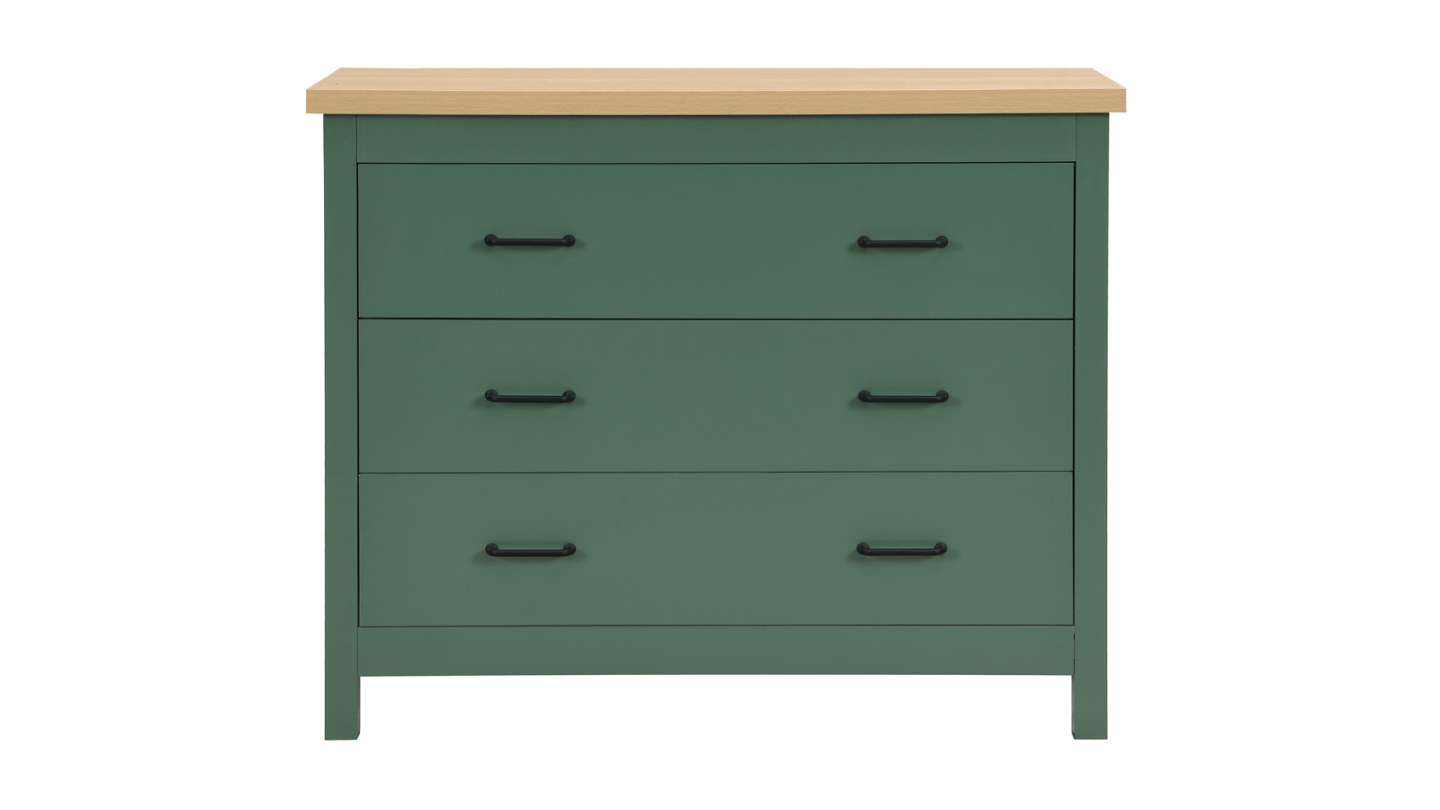 Commode 3 tiroirs verte 100 cm - Sana
