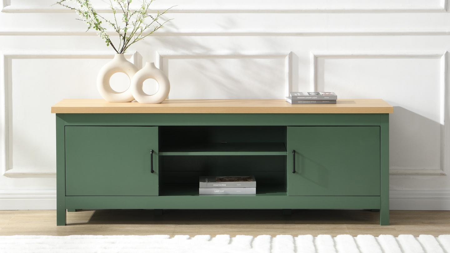 Meuble TV 2 portes vert 160 cm - Sana